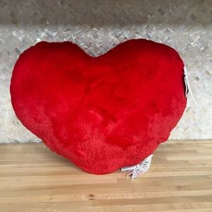 Cupcakes & cashmere red heart shaped faux fur decorative pillow
